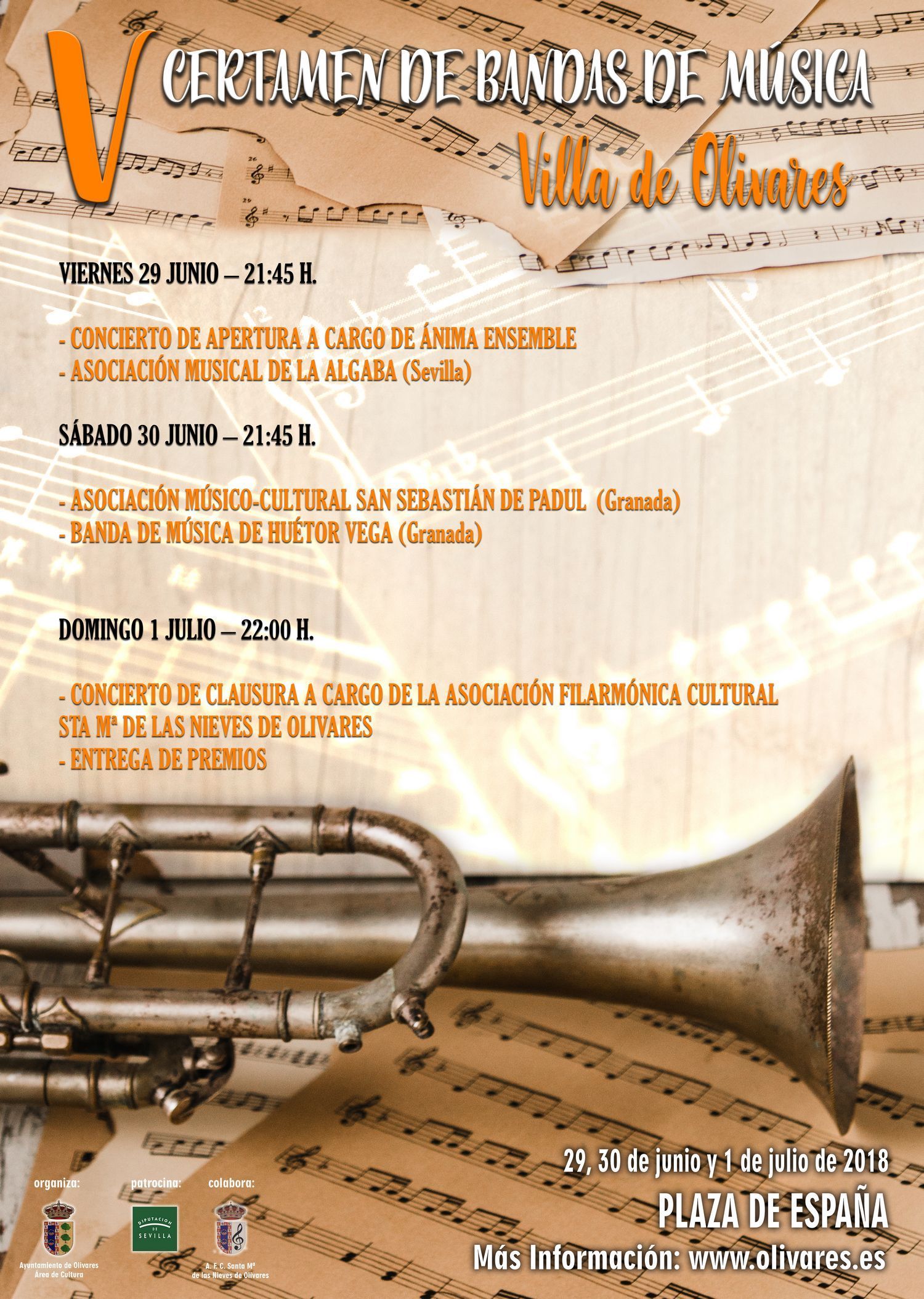 V CERTAMEN BANDAS Certamen Nacional de Bandas de Música Villa de Olivares
